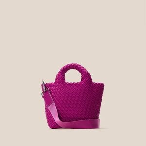 Naghedi Woven Top-Handle Tote in Fuchsia. St. Barths Petit Tote like new